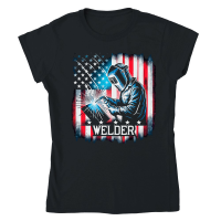 Product Welder USA Flag, Funny Welder Funny Classic Womens Crewneck T-shirt