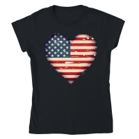 Product American Flag Heart Women Classic Womens Crewneck T-shirt