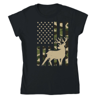 Product Camo American Flag Deer Elk Buck Hunting Classic Womens Crewneck T-shirt