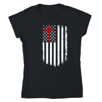 Product Faith Cross American Flag Christian Classic Womens Crewneck T-shirt