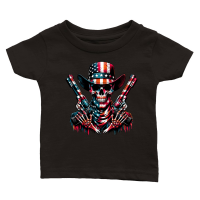 Product Skull with Guns american flag in grunge style Classic Baby Crewneck T-shirt
