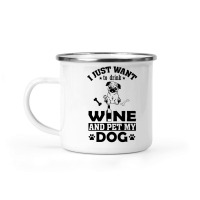Product I just want to drink wine and pet my dog Camping Mug