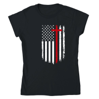 Product Faith Cross American Flag Christian 2 Classic Womens Crewneck T-shirt