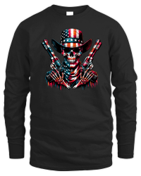 Product Skull with Guns american flag in grunge style Unisex Sweatshirt
