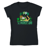 Product Happy ST.Patricks Day Shamrock Irish Coffee Mug T shirt Design Classic Womens Crewneck T-shirt