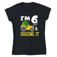 Product I'm 6 & Digging It 6th Birthday Dinosaur Classic Womens Crewneck T-shirt