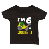 Product I'm 6 & Digging It 6th Birthday Dinosaur Classic Baby Crewneck T-shirt