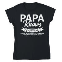 Product Mens Papa Knows Everything Shirt 60th Gift Funny Fathers Day Classic Womens Crewneck T-shirt