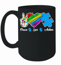 Product Peace Love Autism, Autism Awareness Mug