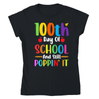 Product 100 Days Of School And Still Poppin Classic Womens Crewneck T-shirt