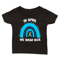 Product April We Wear Blue Rainbow Puzzle Autism Classic Baby Crewneck T-shirt
