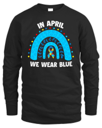Product April We Wear Blue Rainbow Puzzle Autism Unisex Sweatshirt