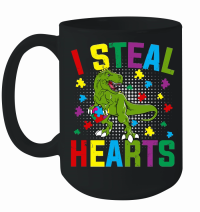 Product Autism  I Steal Hearts T rex Dinosaur Baby Kids Mug