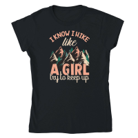 Product Hiking   I know I hike like Classic Womens Crewneck T-shirt