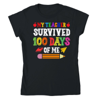 Product My Teacher Survived 100 Days Of Me Classic Womens Crewneck T-shirt