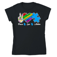 Product Peace Love Autism, Autism Awareness Classic Womens Crewneck T-shirt