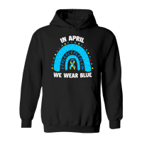 Product April We Wear Blue Rainbow Puzzle Autism Hoodie