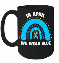Product April We Wear Blue Rainbow Puzzle Autism Mug