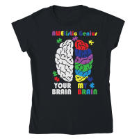 Product Autism Awareness Awetistic Genius Brain Classic Womens Crewneck T-shirt