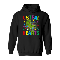 Product Autism  I Steal Hearts T rex Dinosaur Baby Kids Hoodie