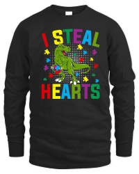Product Autism  I Steal Hearts T rex Dinosaur Baby Kids Unisex Sweatshirt