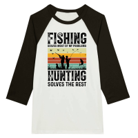 Product Fishing Solves Most Of My Problems Hunting Solves The Rest Unisex 3/4 sleeve Raglan T-shirt
