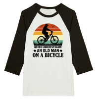 Product Never Underestimate An Old Man On A Bicycle Unisex 3/4 sleeve Raglan T-shirt