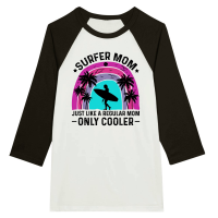 Product Surfer Mom Just Like a Regular Mom Only Cooler Unisex 3/4 sleeve Raglan T-shirt