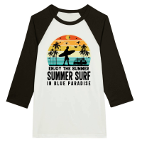 Product Enjoy The Summer Summer Surf In Blue Paradise Unisex 3/4 sleeve Raglan T-shirt