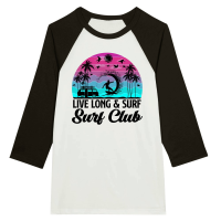 Product Live Long & Surf Surf Club Unisex 3/4 sleeve Raglan T-shirt