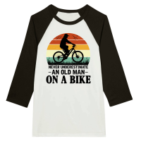 Product Never Underestimate an Old Man On a Bike Unisex 3/4 sleeve Raglan T-shirt