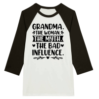 Product Grandma The Woman The Myth The Bad Influence Unisex 3/4 sleeve Raglan T-shirt