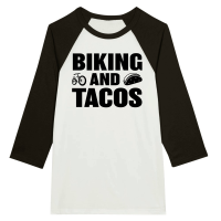 Product Biking and Tacos Unisex 3/4 sleeve Raglan T-shirt