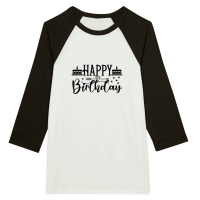 Product Happy Birthday SVG 01 Unisex 3/4 sleeve Raglan T-shirt