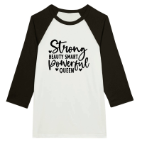 Product Strong Beauty Smart Powerful Queen 01 Unisex 3/4 sleeve Raglan T-shirt