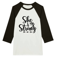 Product She Is Strong 01 Unisex 3/4 sleeve Raglan T-shirt
