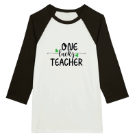 Product one Lucky Teacher SVG Design 01 Unisex 3/4 sleeve Raglan T-shirt