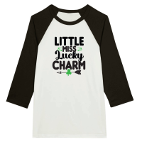 Product little miss lucky charm SVG Design 01 Unisex 3/4 sleeve Raglan T-shirt