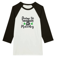 Product Prone to Shenanigans and Malarkey SVG Design 01 Unisex 3/4 sleeve Raglan T-shirt