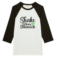 Product Shake Your Shamrock SVG Cut File 01 Unisex 3/4 sleeve Raglan T-shirt