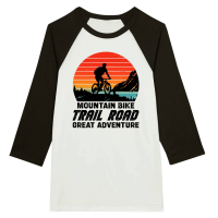 Product Mountain Bike Trail Road Great Adventure Unisex 3/4 sleeve Raglan T-shirt