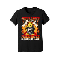 Product Jesus Saves I'm just a Firefighter lending my hand Youth Jersey Tee