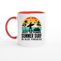 Product Enjoy The Summer Summer Surf In Blue Paradise Ceramic Mug with Color Inside
