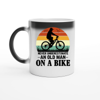 Product Never Underestimate an Old Man On a Bike Magic Ceramic Mug