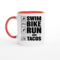 Product Swim Bike Run & Tacos Ceramic Mug with Color Inside