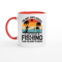 Product I’m not Anti Social I’d Just Rather be Fishing Ceramic Mug with Color Inside