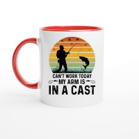 Product Can't Work Today My Arm is in a Cast Fishing Ceramic Mug with Color Inside
