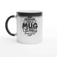 Product Day drinking from a mug to keep things professional 01 Magic Ceramic Mug