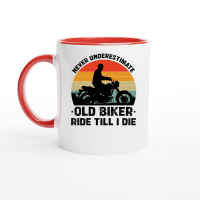 Product Never Underestimate Old Biker Ride Till I Die Ceramic Mug with Color Inside