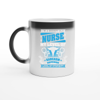 Product I'm a grumpy old Nurse my level of sarcasm depends on your level of stupidity Magic Ceramic Mug